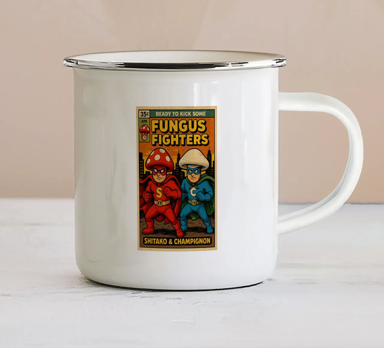 FUNGUS FIGHTERS - Fresh Supes On The Block emaille mok van Vintage Van Gogh