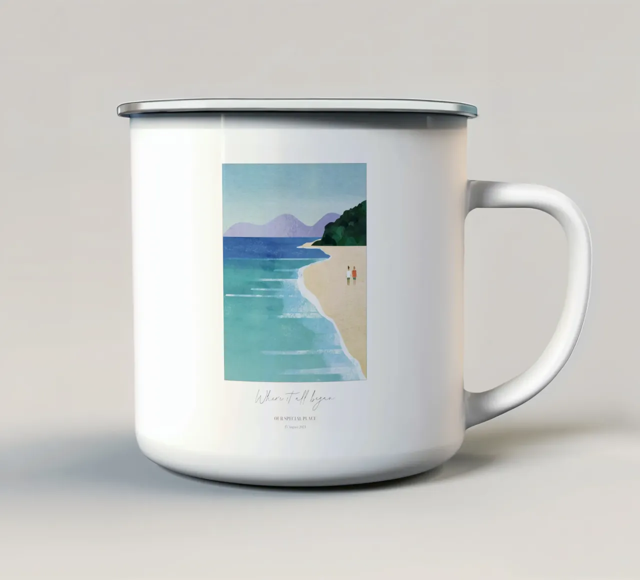 Imprimé personnalisé Couple / Mariage / Amitié mug en émail de Henry Rivers