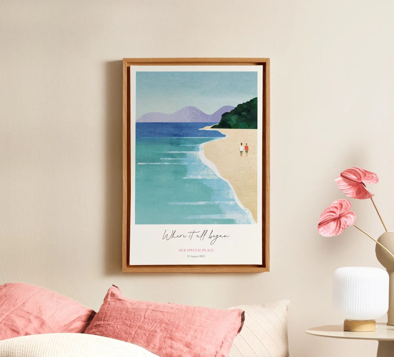 Gepersonaliseerde Koppel / Bruiloft / Vriendschap Print canvas van Henry Rivers