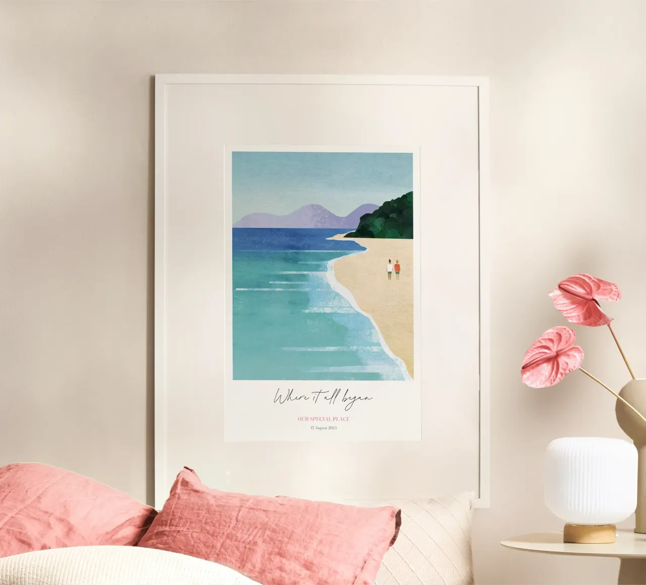 Gepersonaliseerde Koppel / Bruiloft / Vriendschap Print poster met kunststof frame van Henry Rivers