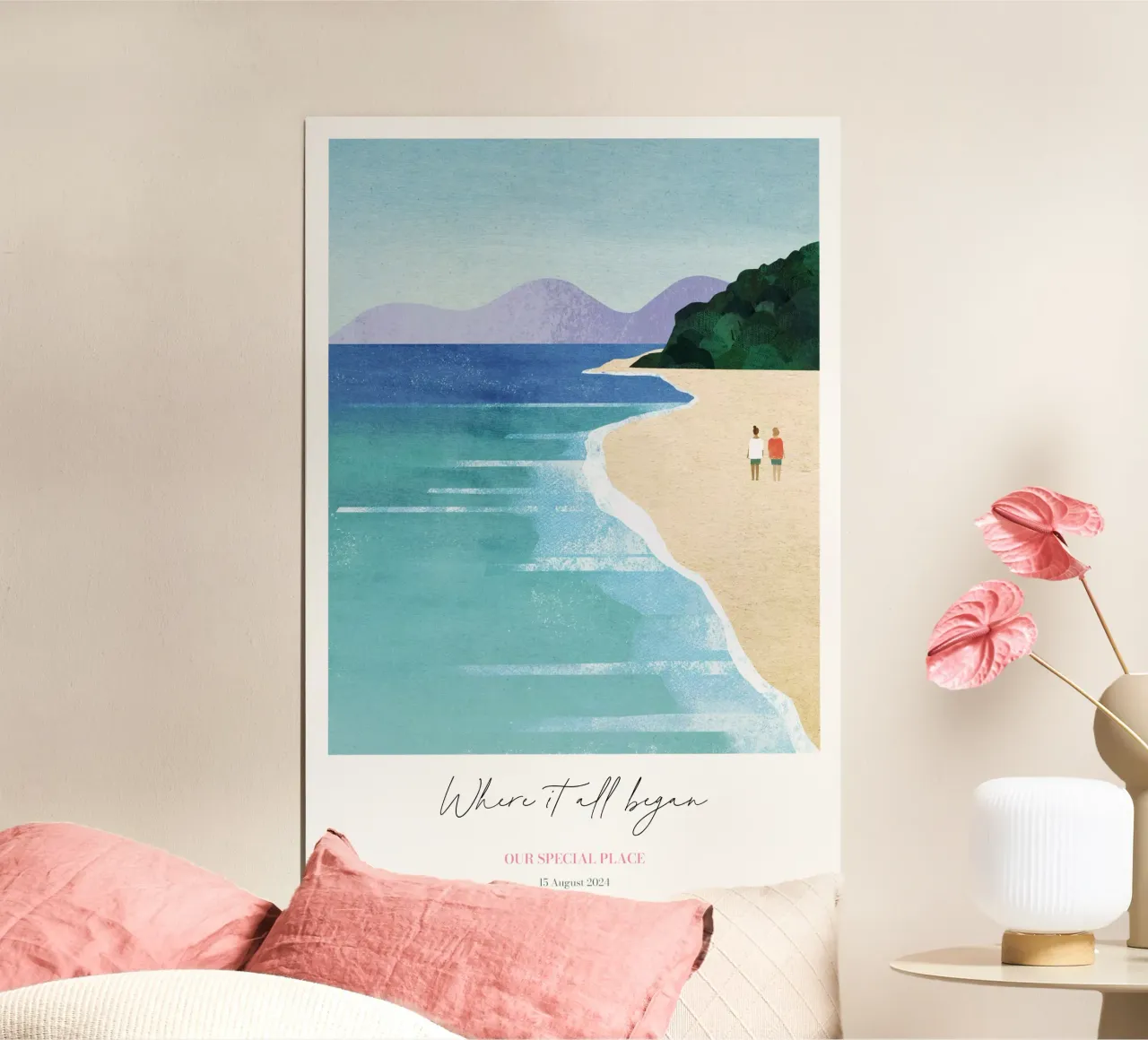 Gepersonaliseerde Koppel / Bruiloft / Vriendschap Print poster met kunststof frame van Henry Rivers