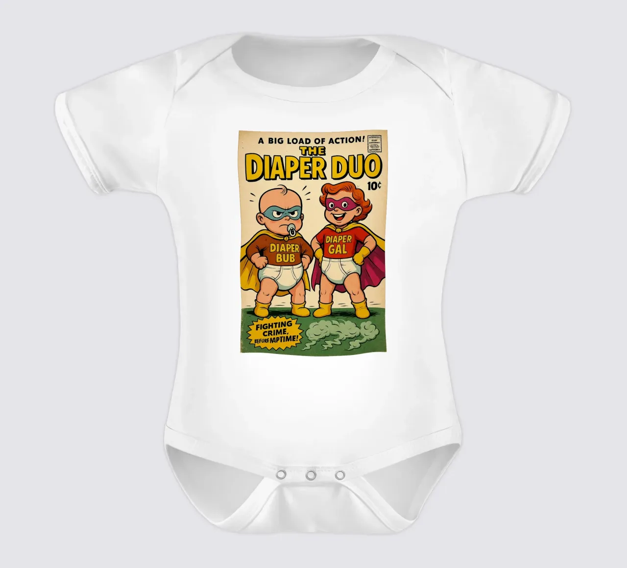 THE DIAPER DUO - Fresh Supes On The Block body neonato maniche corte da Vintage Van Gogh