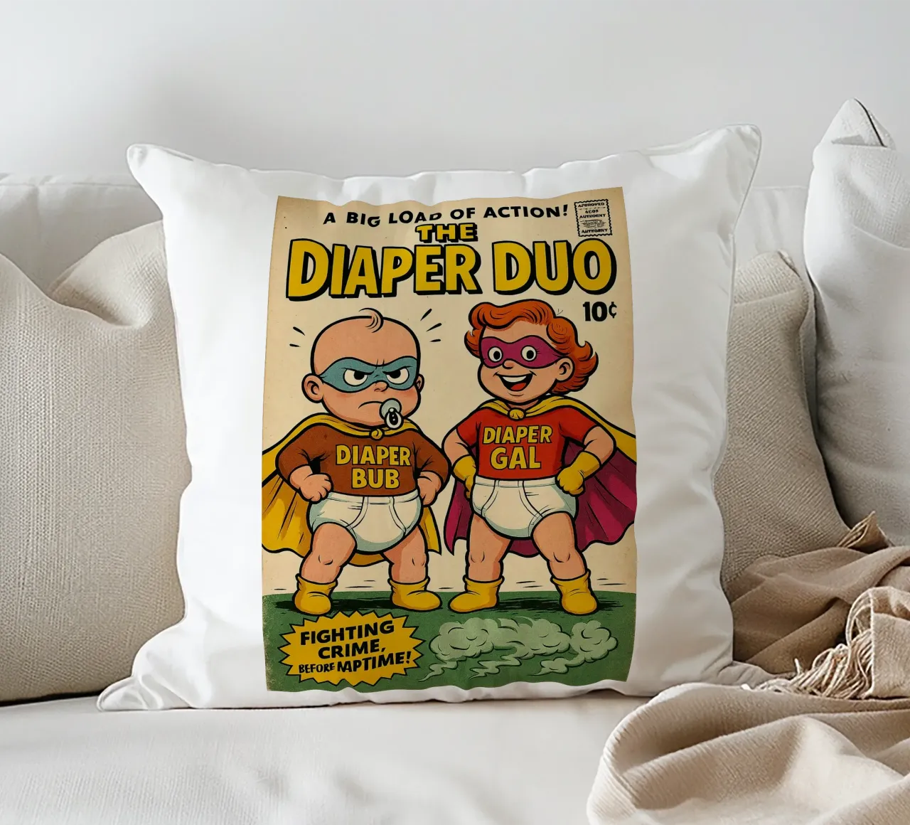 THE DIAPER DUO - Fresh Supes On The Block cuscino da Vintage Van Gogh