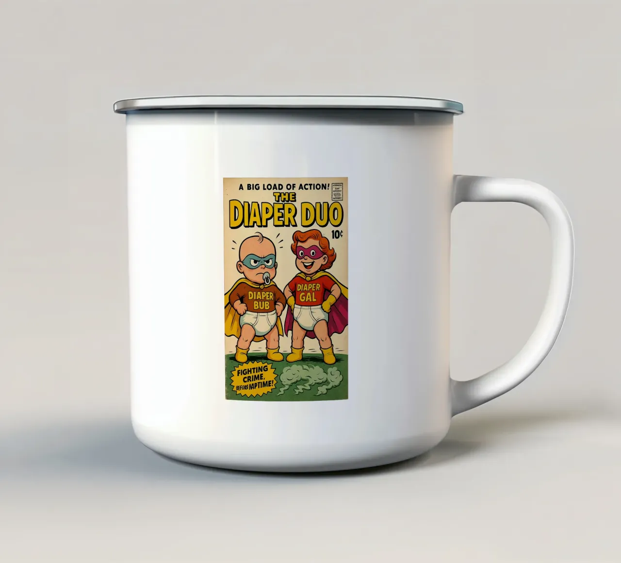 THE DIAPER DUO - Fresh Supes On The Block emaille mok van Vintage Van Gogh