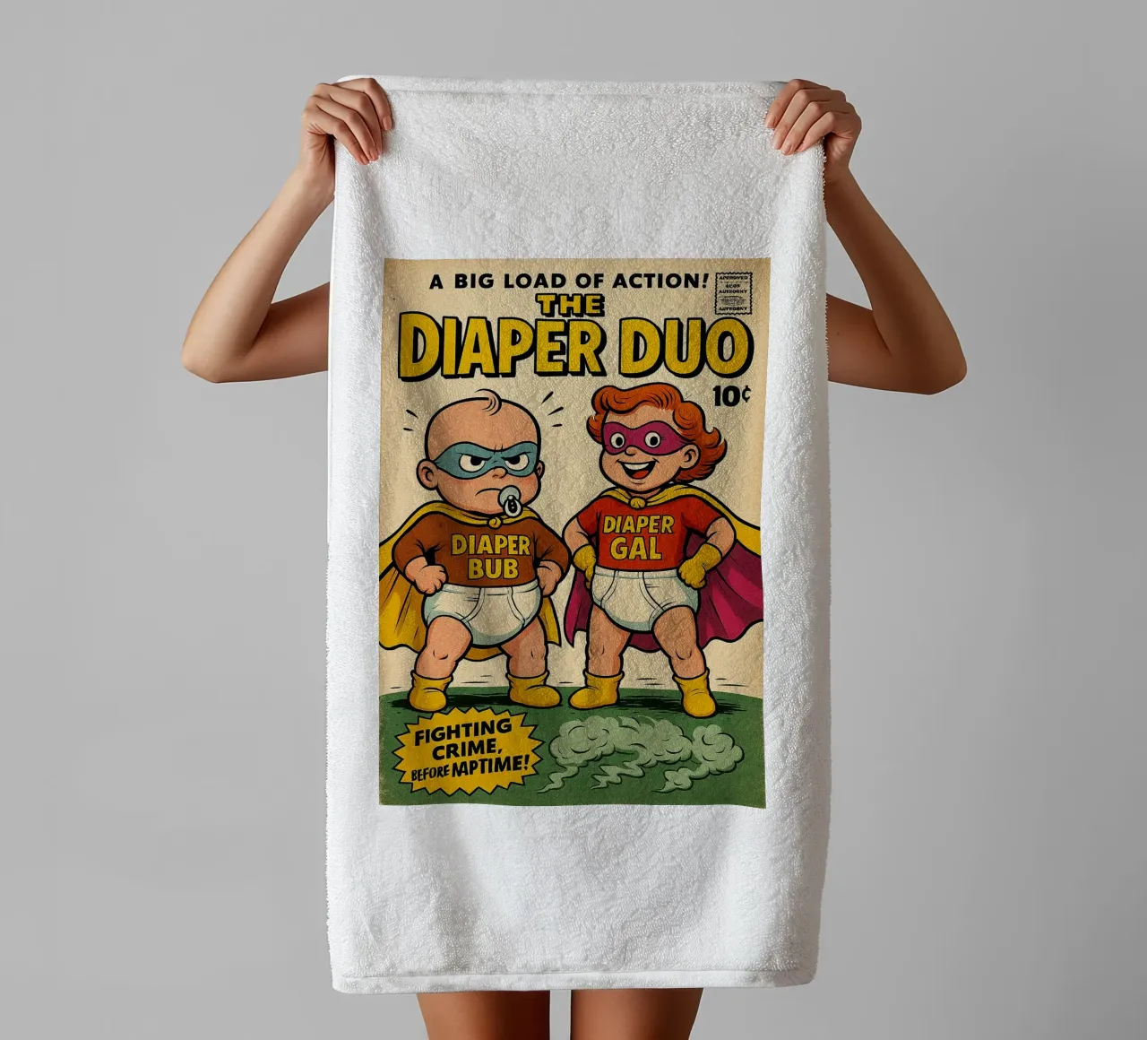 THE DIAPER DUO - Fresh Supes On The Block towel by Vintage Van Gogh