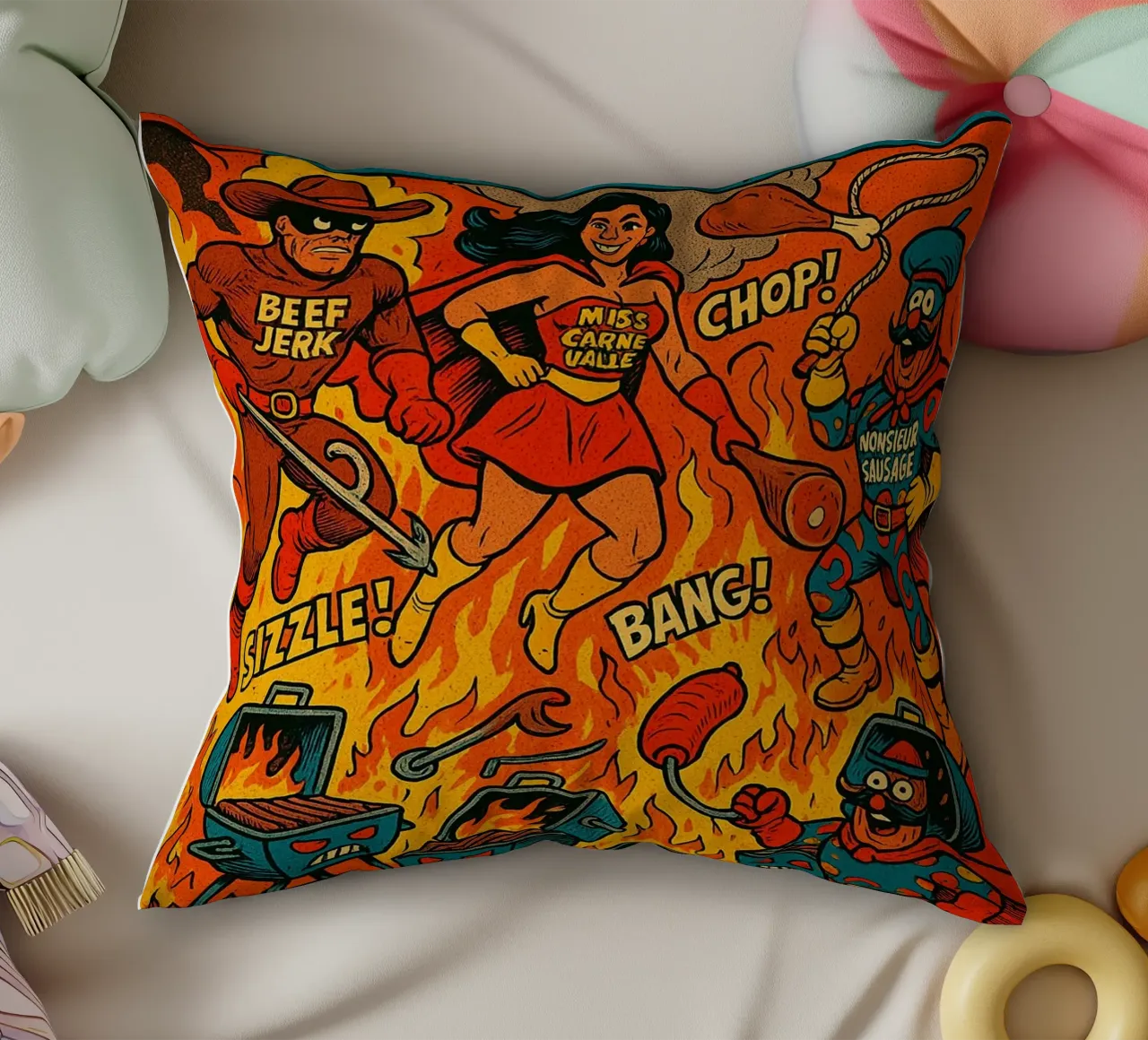 THE MEAT SQUAD - Fresh Supes On The Block cuscino da Vintage Van Gogh