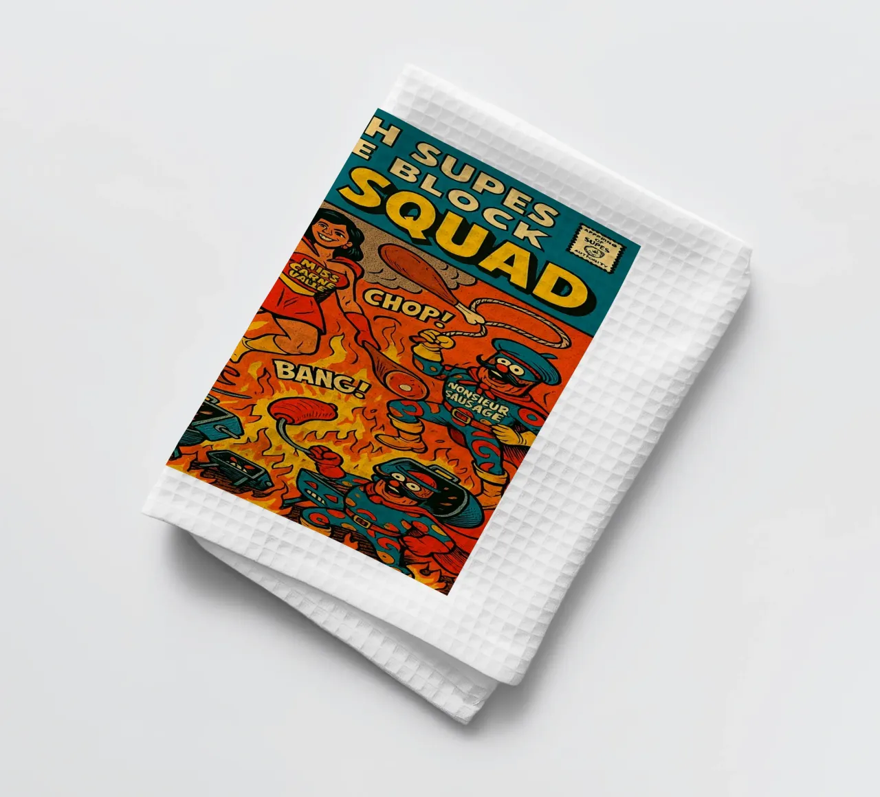 THE MEAT SQUAD - Fresh Supes On The Block canovaccio da cucina da Vintage Van Gogh