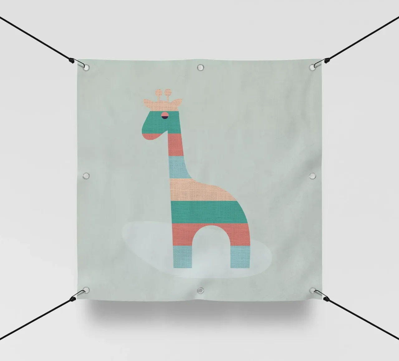 Simpatica giraffa a strisce telo in pvc da Kim Hubball Studio