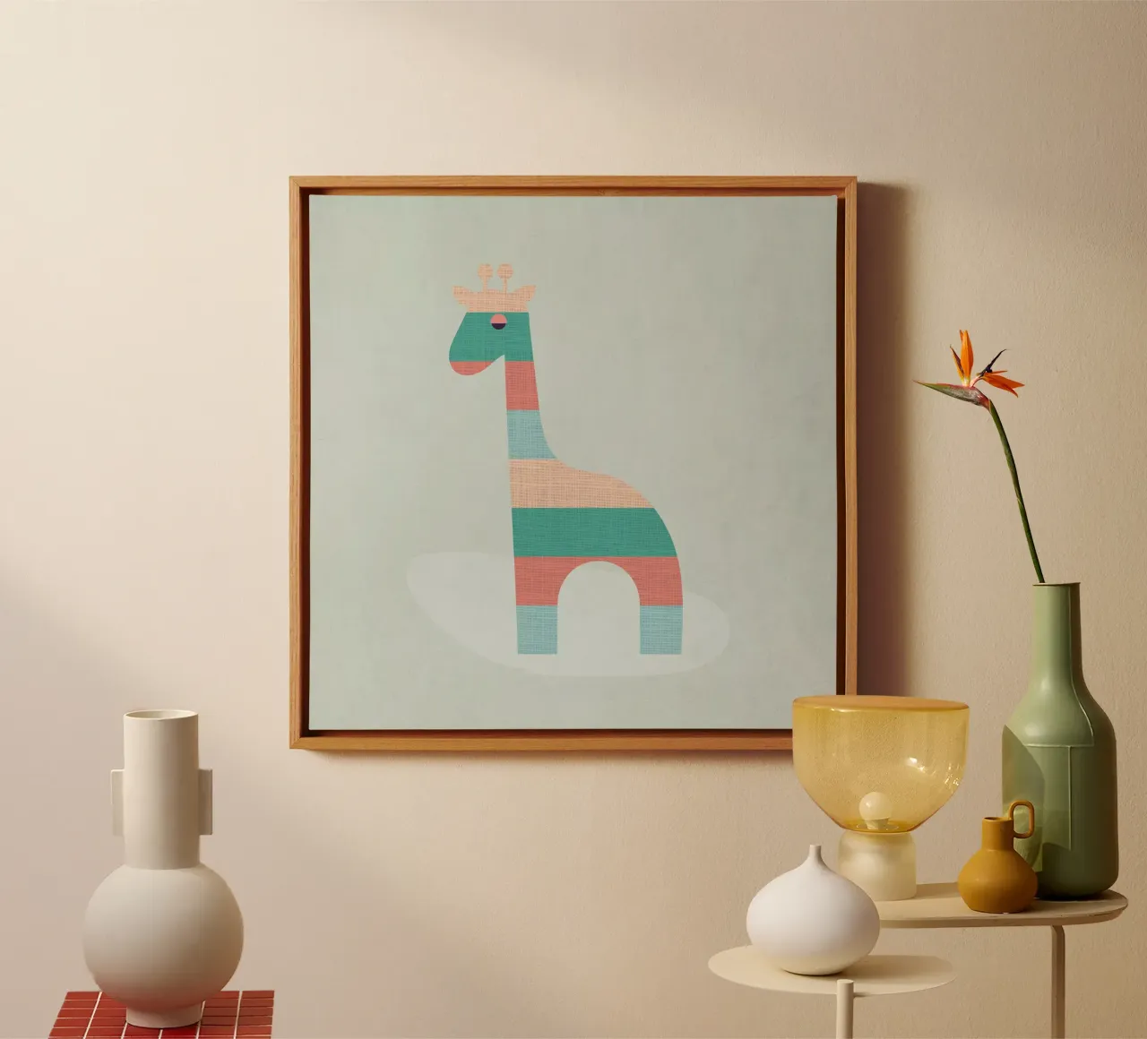 Simpatica giraffa a strisce tela da Kim Hubball Studio