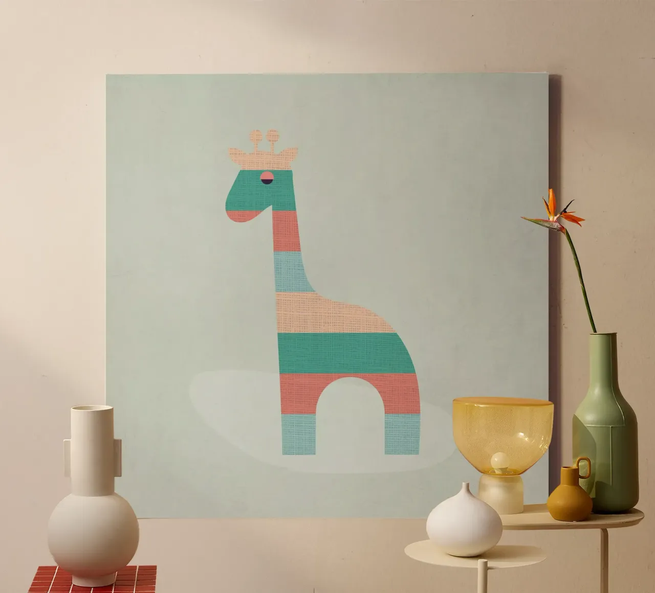 Simpatica giraffa a strisce tela da Kim Hubball Studio