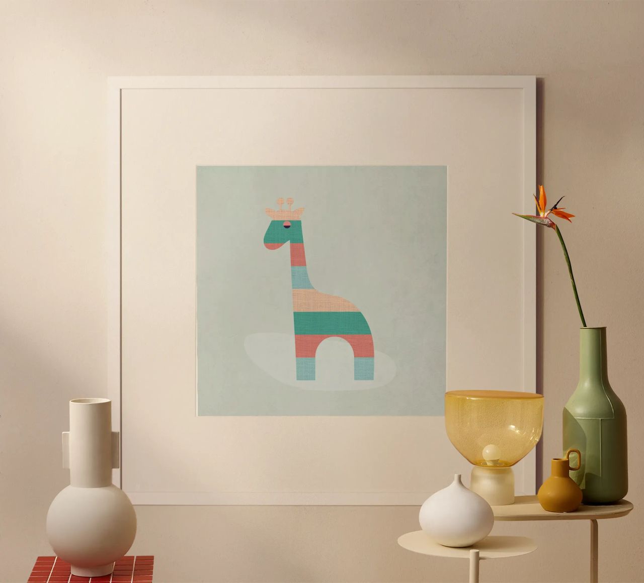 Niedliche gestreifte Giraffe Poster von Kim Hubball Studio