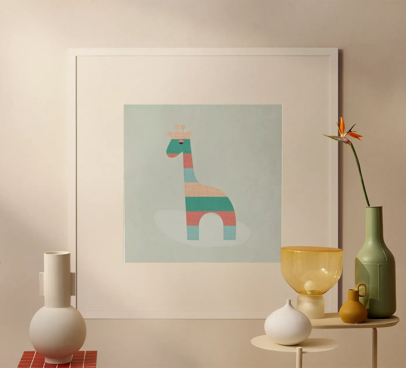 Simpatica giraffa a strisce poster da Kim Hubball Studio