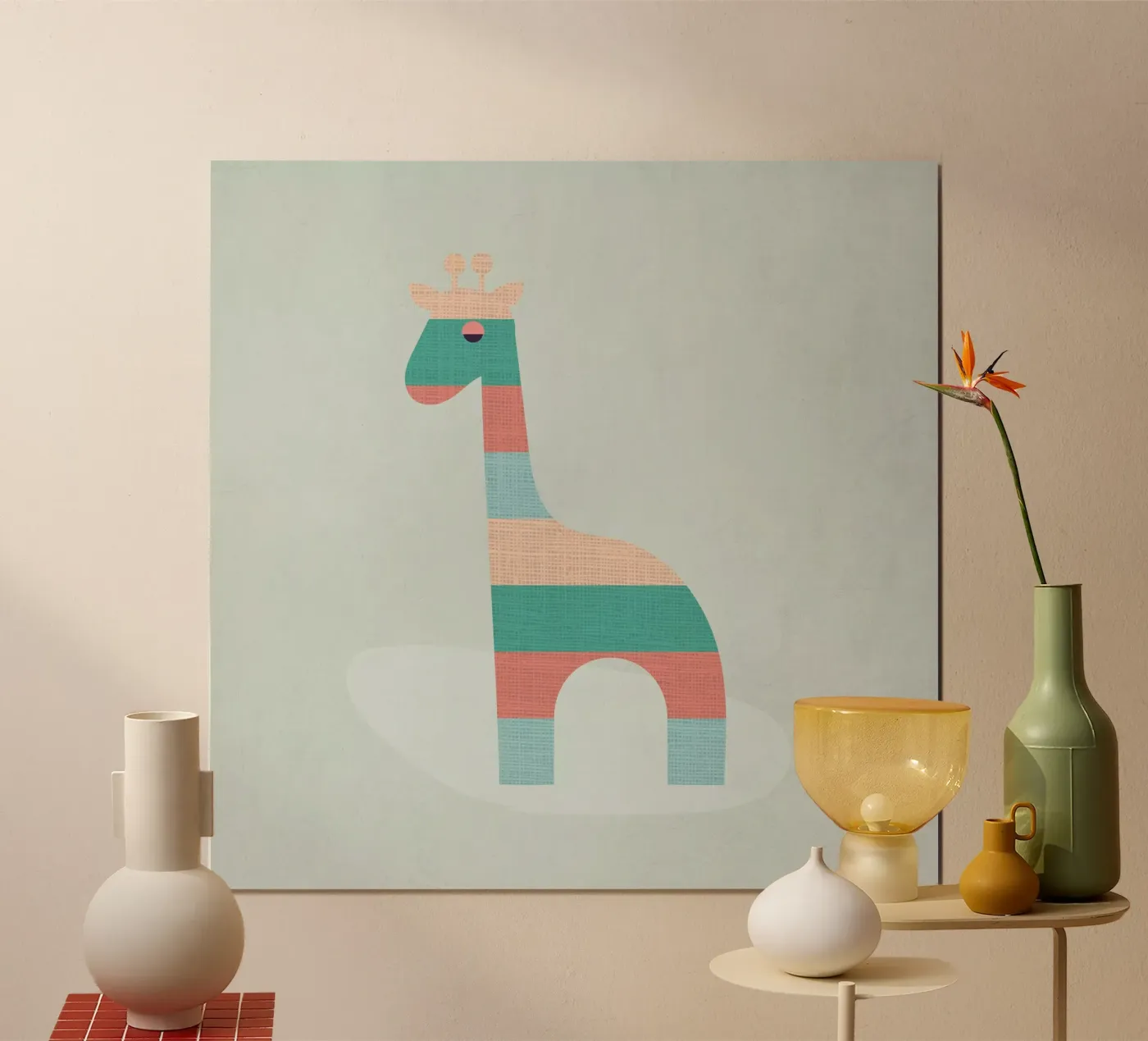 Simpatica giraffa a strisce poster da Kim Hubball Studio