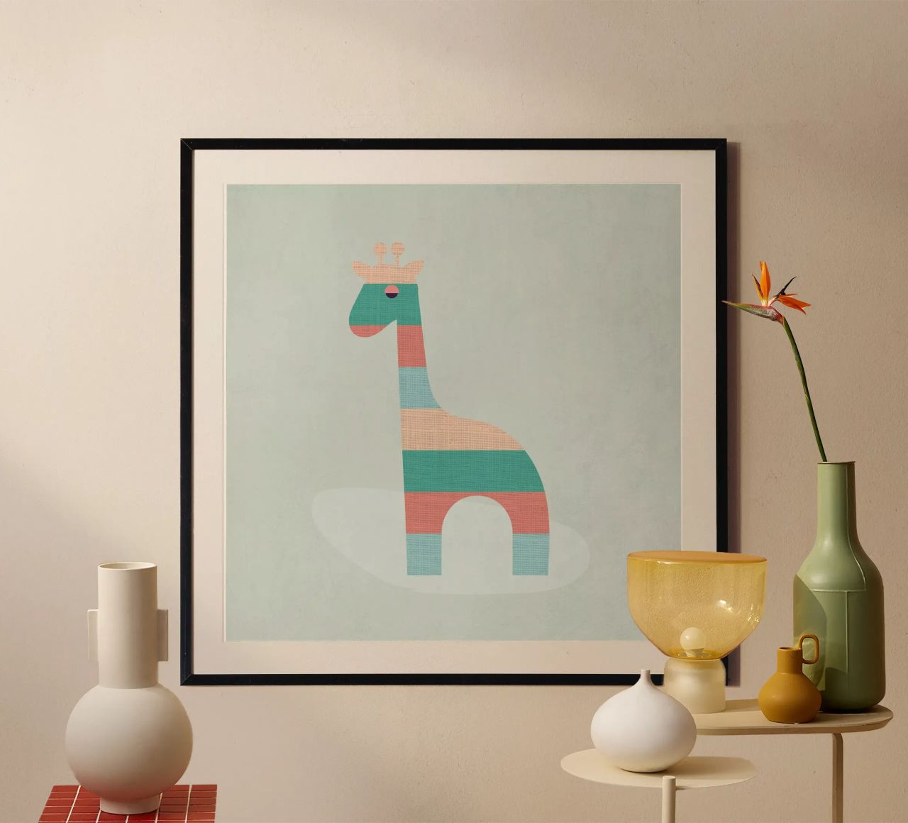 Niedliche gestreifte Giraffe Poster von Kim Hubball Studio