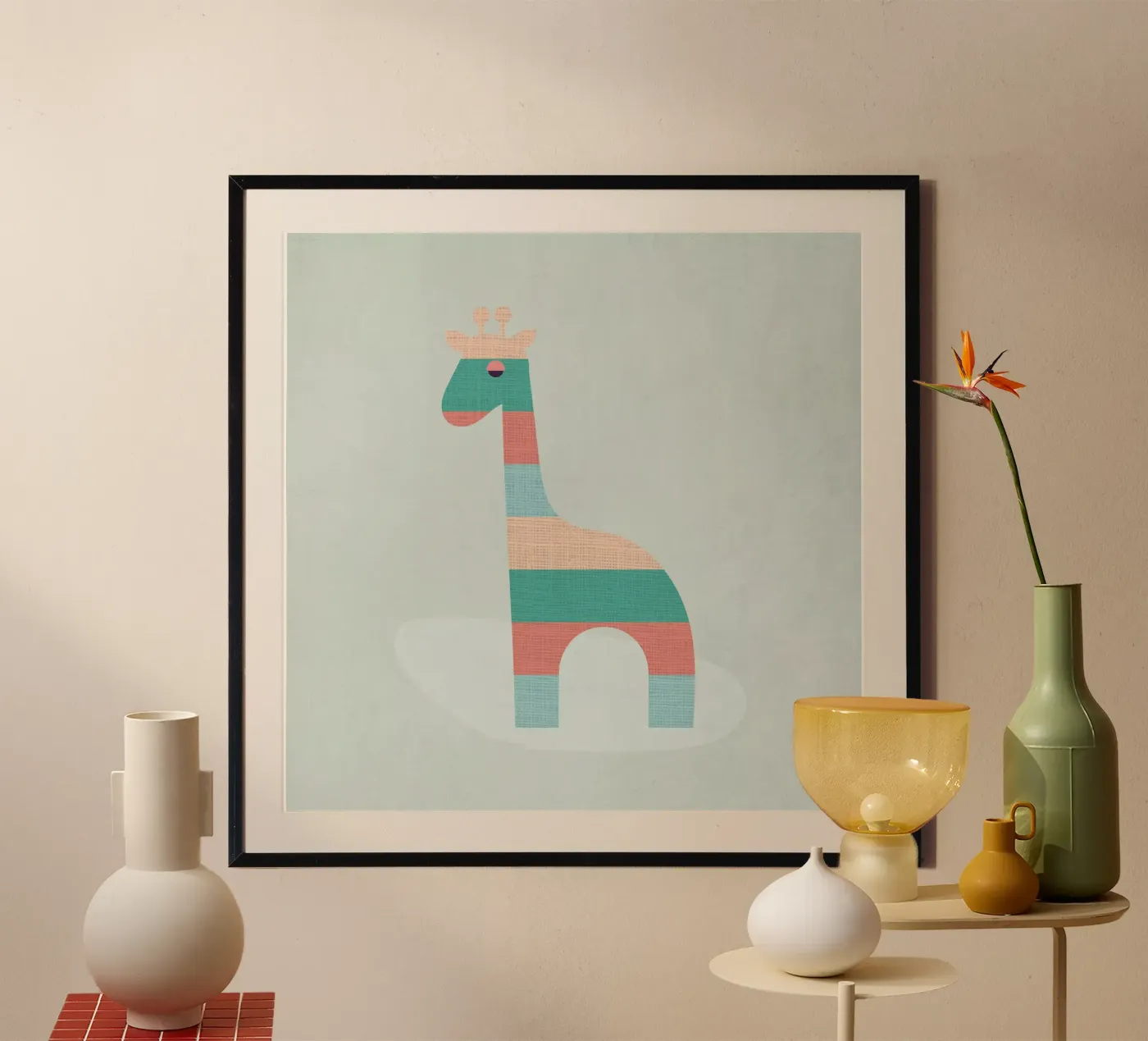 Simpatica giraffa a strisce poster da Kim Hubball Studio