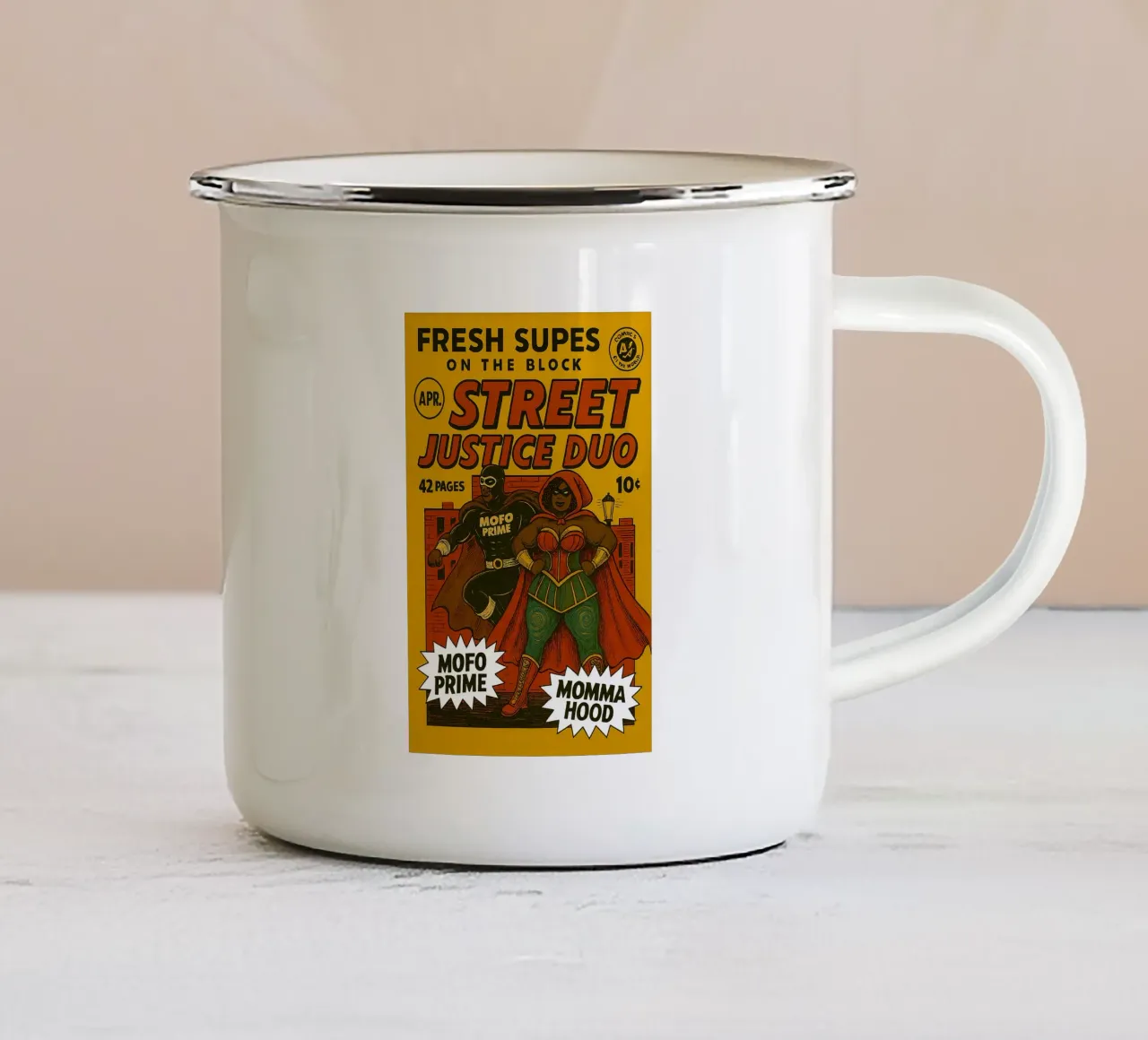 STREET JUSTICE DUO - Fresh Supes On The Block tazza in smalto da Vintage Van Gogh