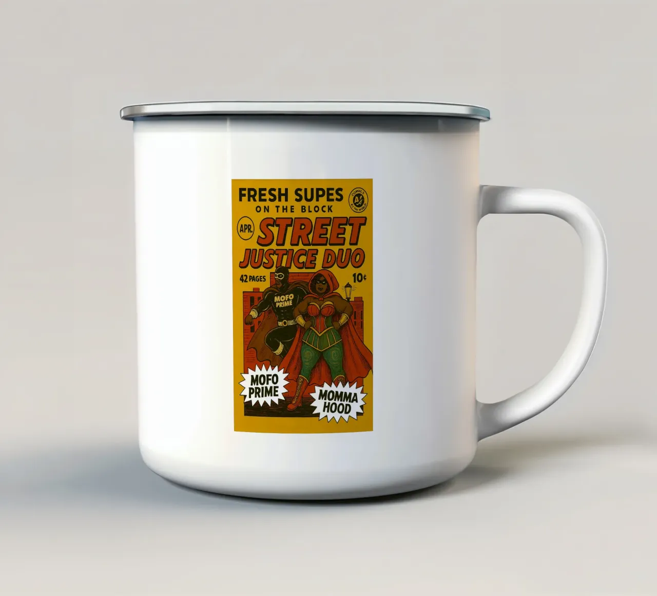 STREET JUSTICE DUO - Fresh Supes On The Block tazza in smalto da Vintage Van Gogh