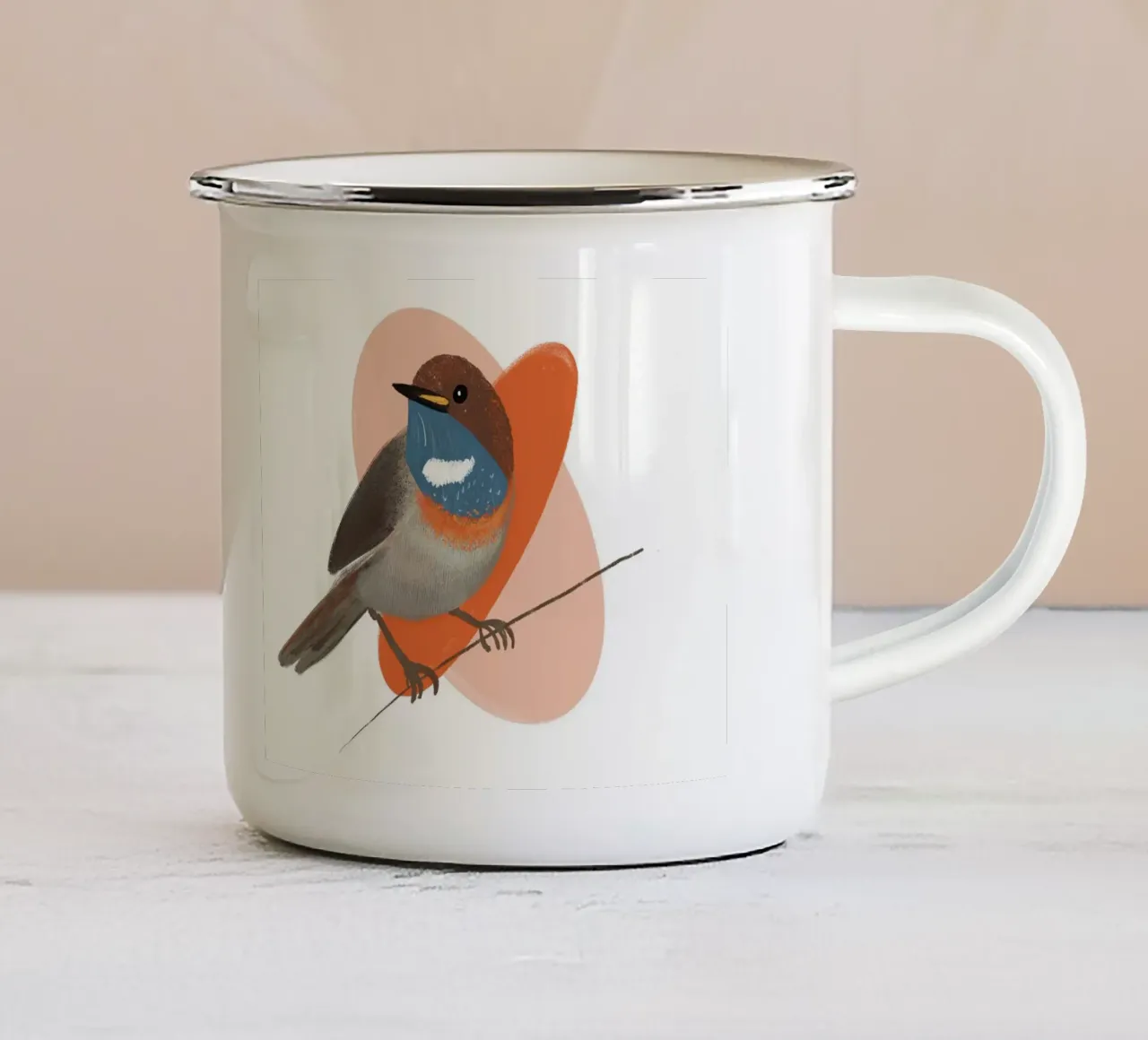 Blaukehlchen – Farbenfrohe Vogel Illustration mit blauer Keh tazza in smalto da fraeuleinvonfuchs