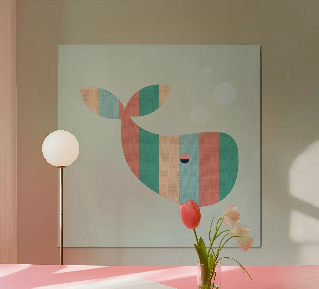 Cute Striped Whale poster by Kim Hubball Studio