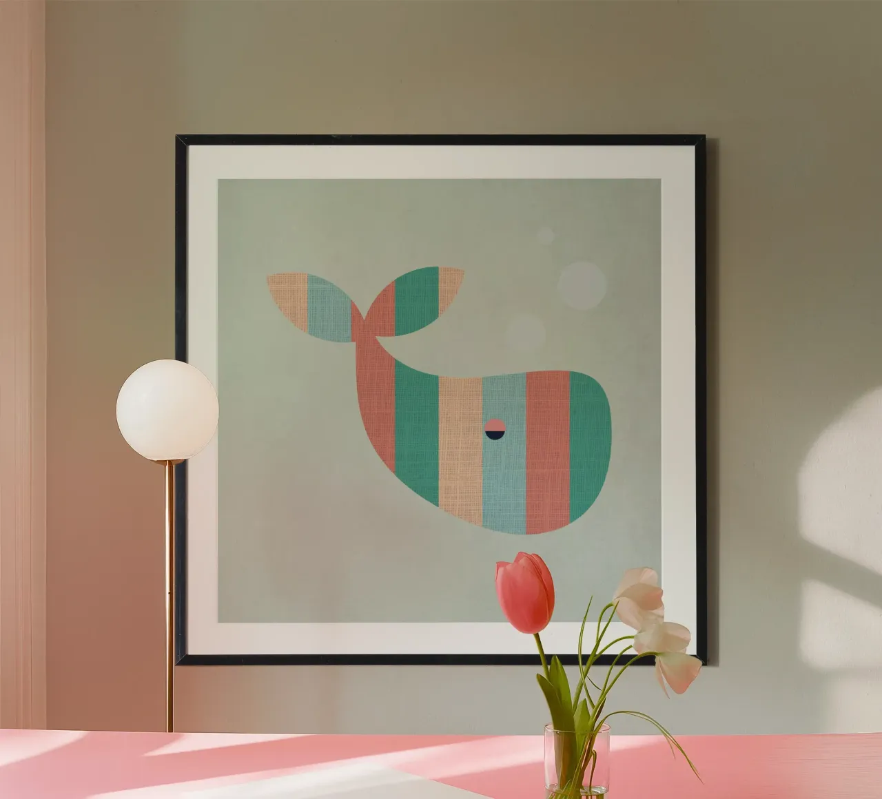Cute Striped Whale poster by Kim Hubball Studio