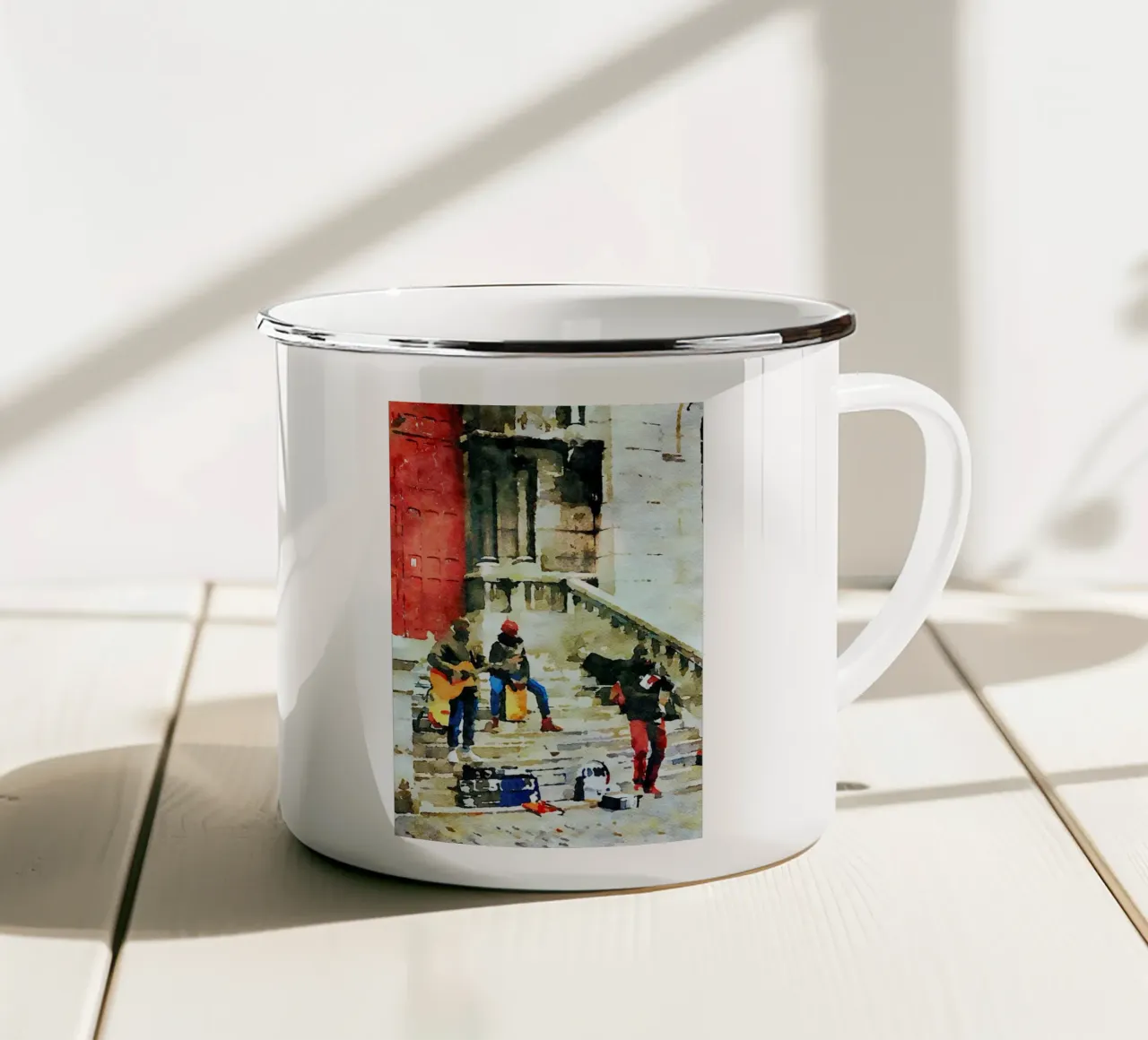 Musica a Parigi tazza in smalto da Massimo Frascogna