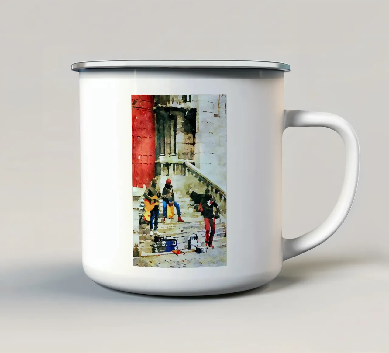Musica a Parigi tazza in smalto da Massimo Frascogna