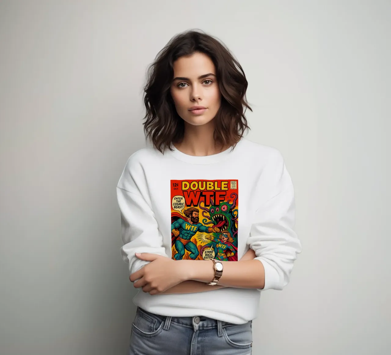DOUBLE WTF - Fresh Supes On The Block Sweatshirt von Vintage Van Gogh