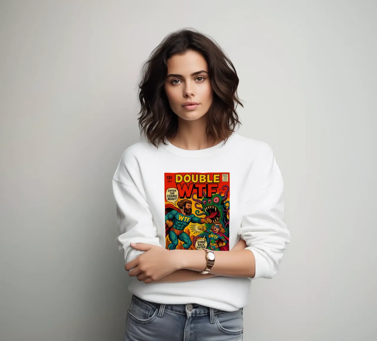 DOUBLE WTF - Fresh Supes On The Block Sweatshirt von Vintage Van Gogh