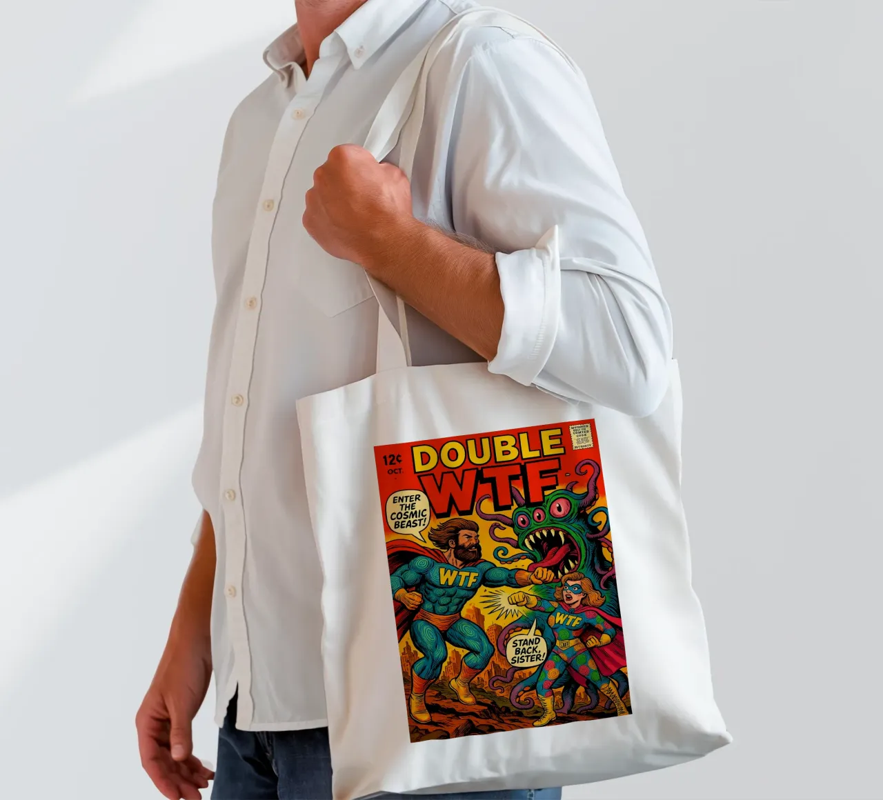 DOUBLE WTF - Fresh Supes On The Block borsa in juta da Vintage Van Gogh