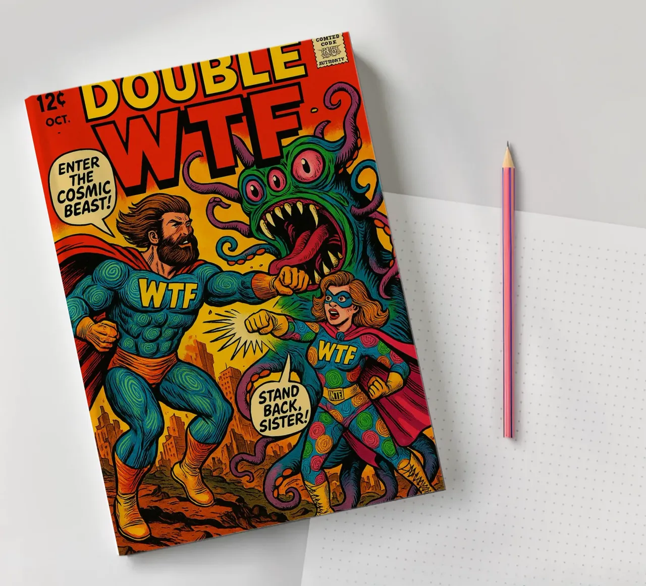 DOUBLE WTF - Fresh Supes On The Block notebook by Vintage Van Gogh