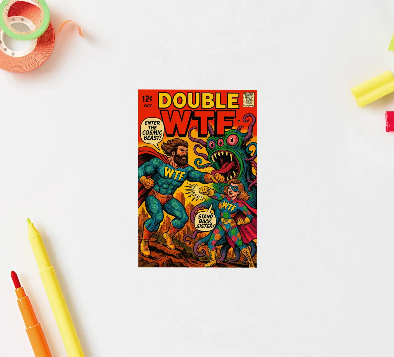 DOUBLE WTF - Fresh Supes On The Block Sticker von Vintage Van Gogh