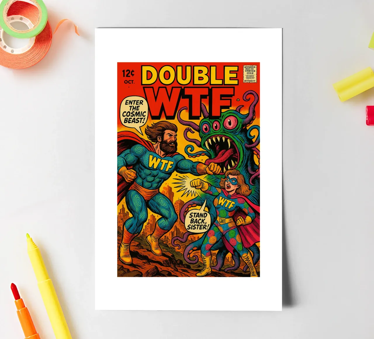 DOUBLE WTF - Fresh Supes On The Block Stickerbogen von Vintage Van Gogh