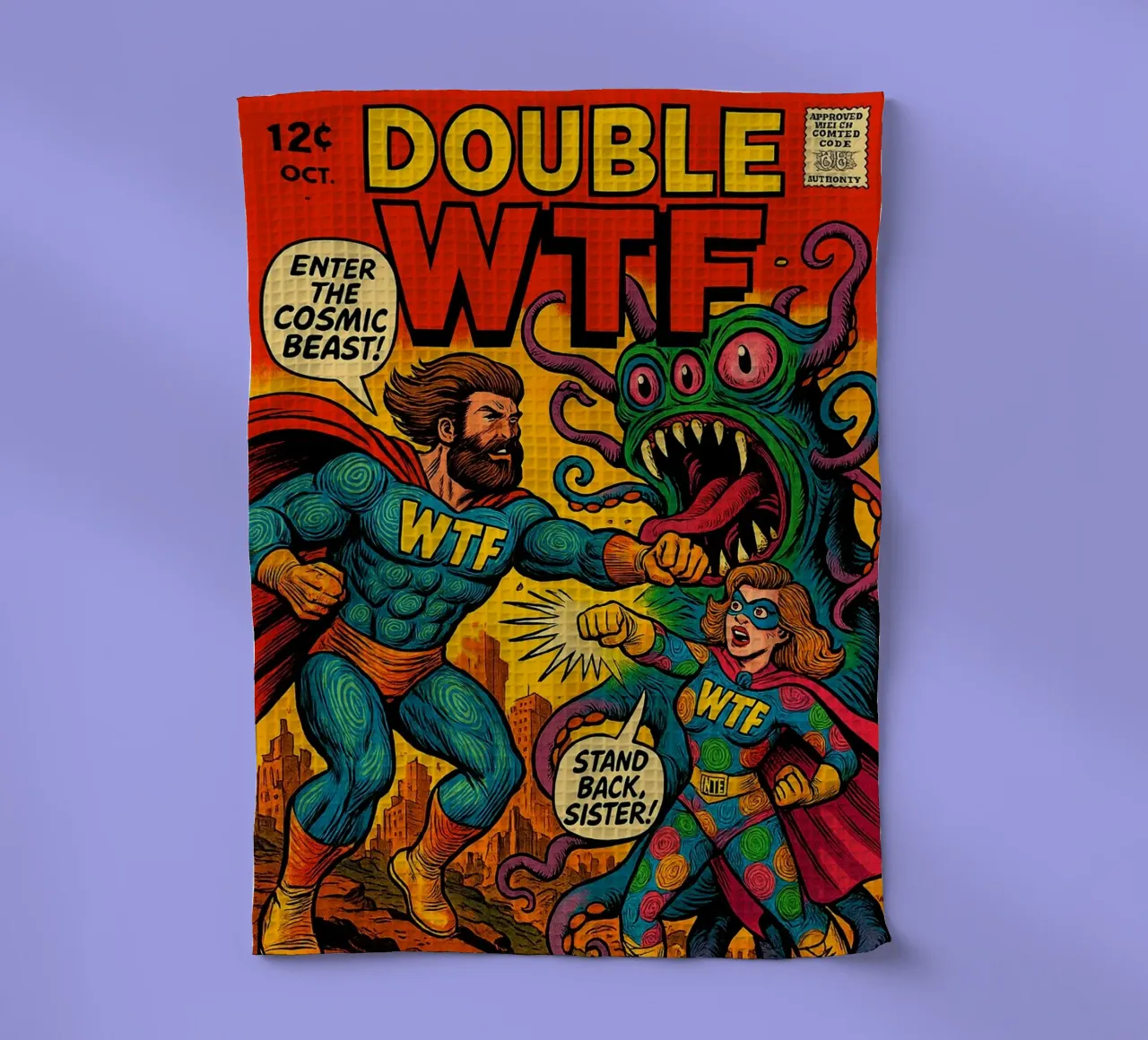 DOUBLE WTF - Fresh Supes On The Block canovaccio da cucina da Vintage Van Gogh