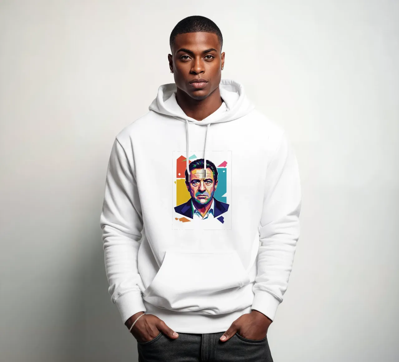 Ritratto pop art di Robert De Niro felpa con cappuccio da Hantamrata