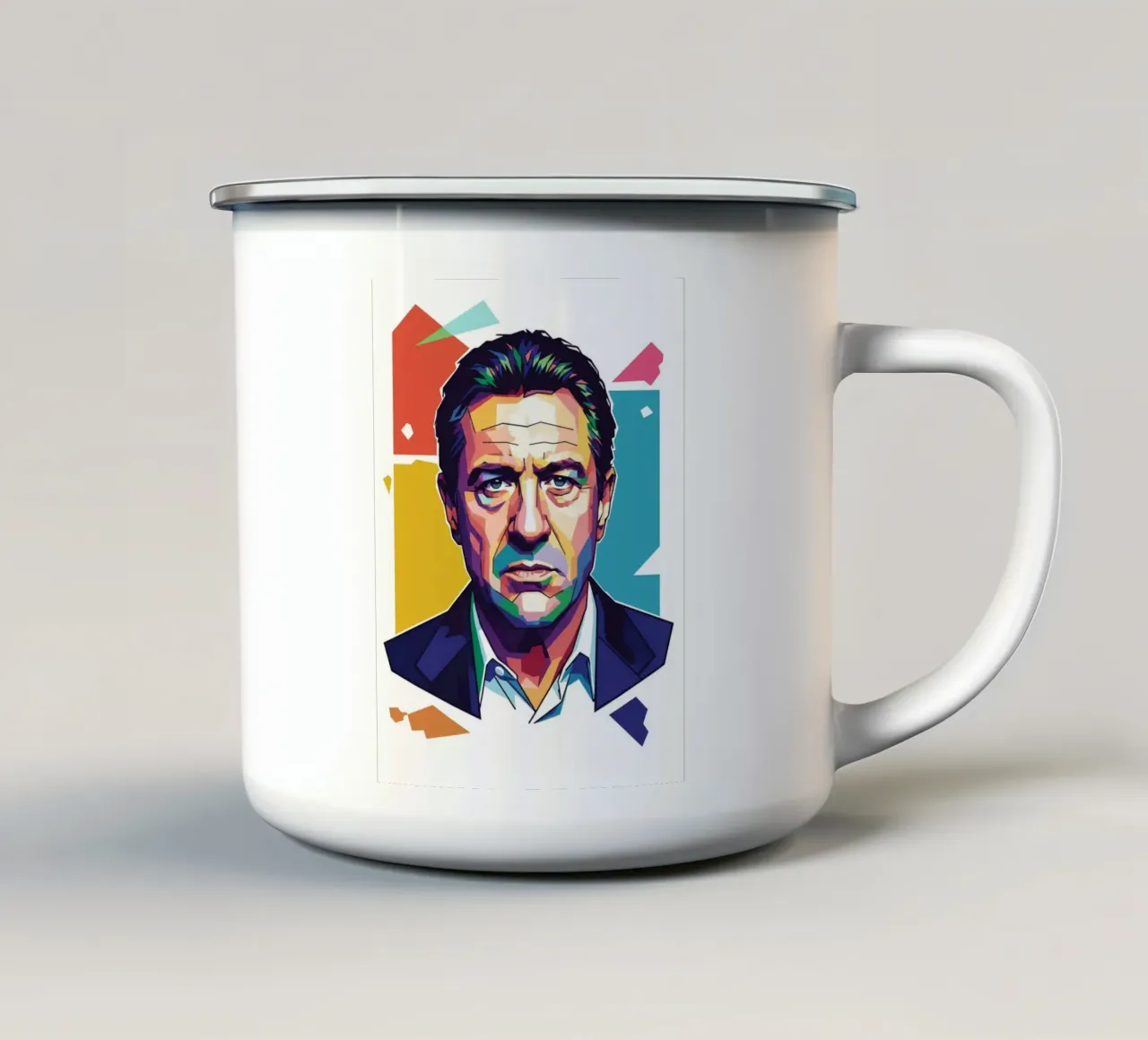 Ritratto pop art di Robert De Niro tazza in smalto da Hantamrata