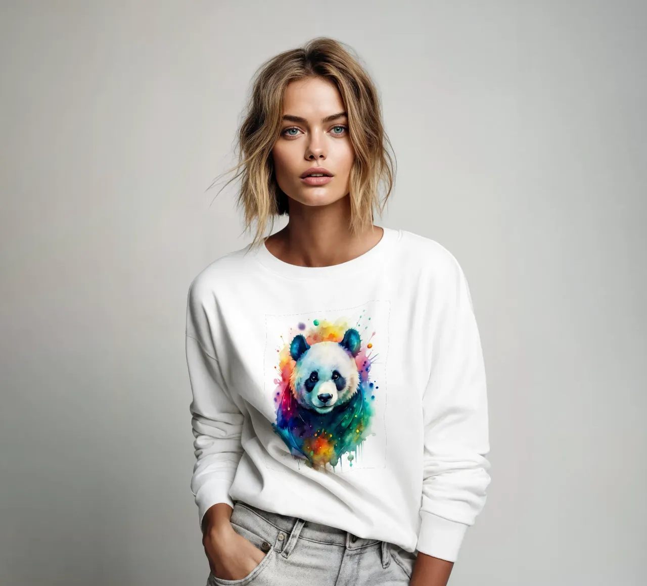 Orso panda in acquerello felpa da 🎁 NOBELART