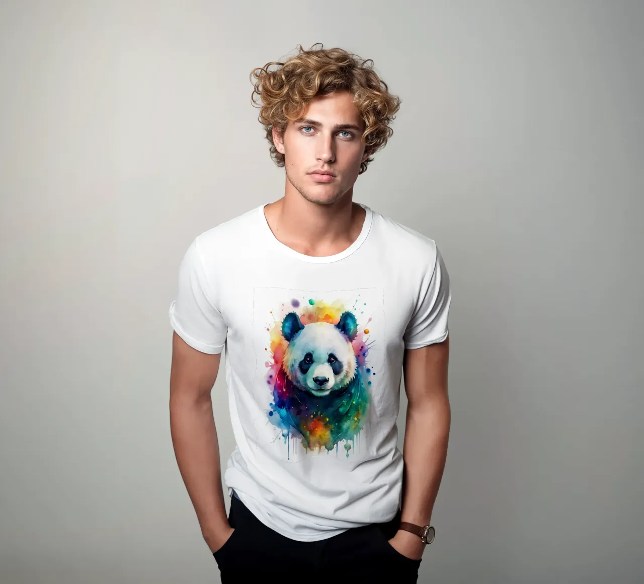 Orso panda in acquerello t-shirt da 🎁 NOBELART