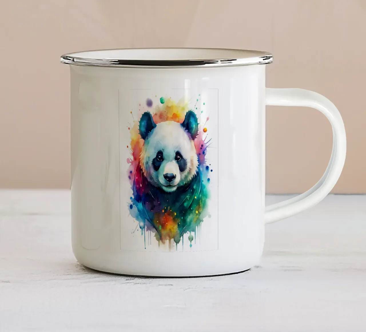 Orso panda in acquerello tazza in smalto da 🎁 NOBELART