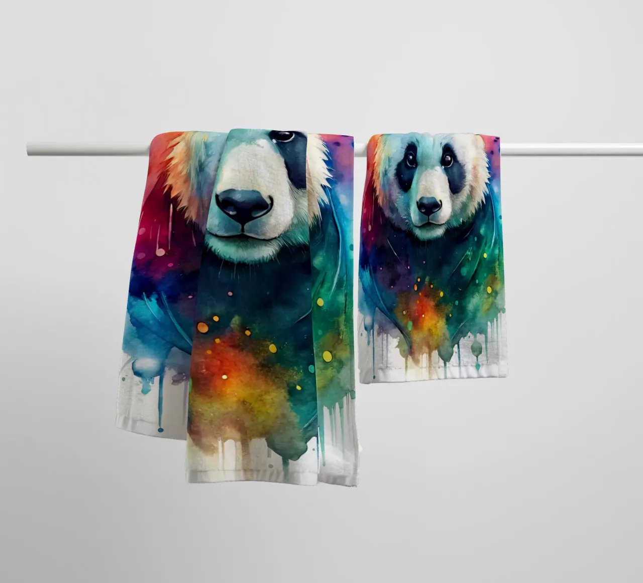 Orso panda in acquerello asciugamano da bagno da 🎁 NOBELART