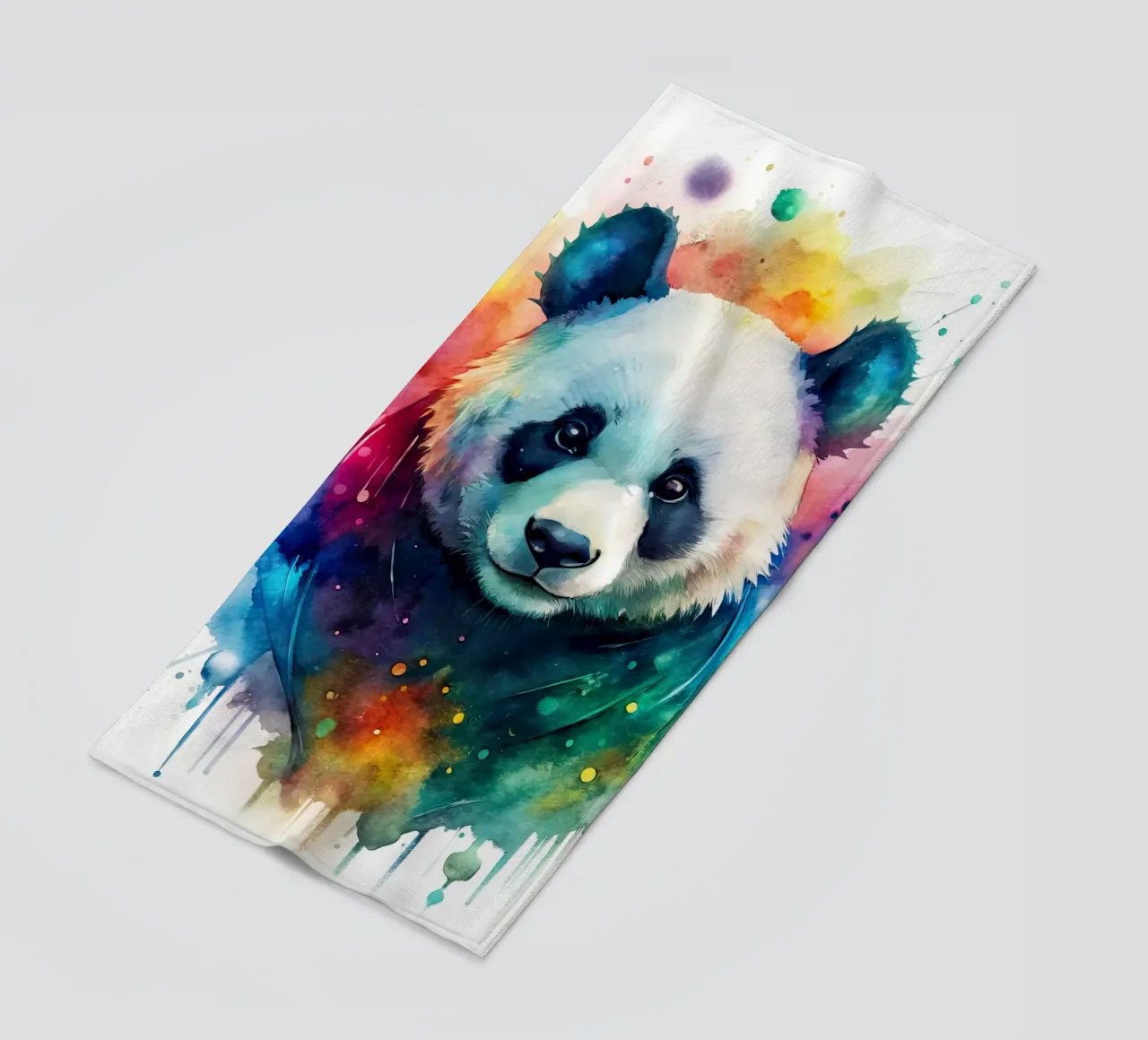 Orso panda in acquerello telo mare da 🎁 NOBELART