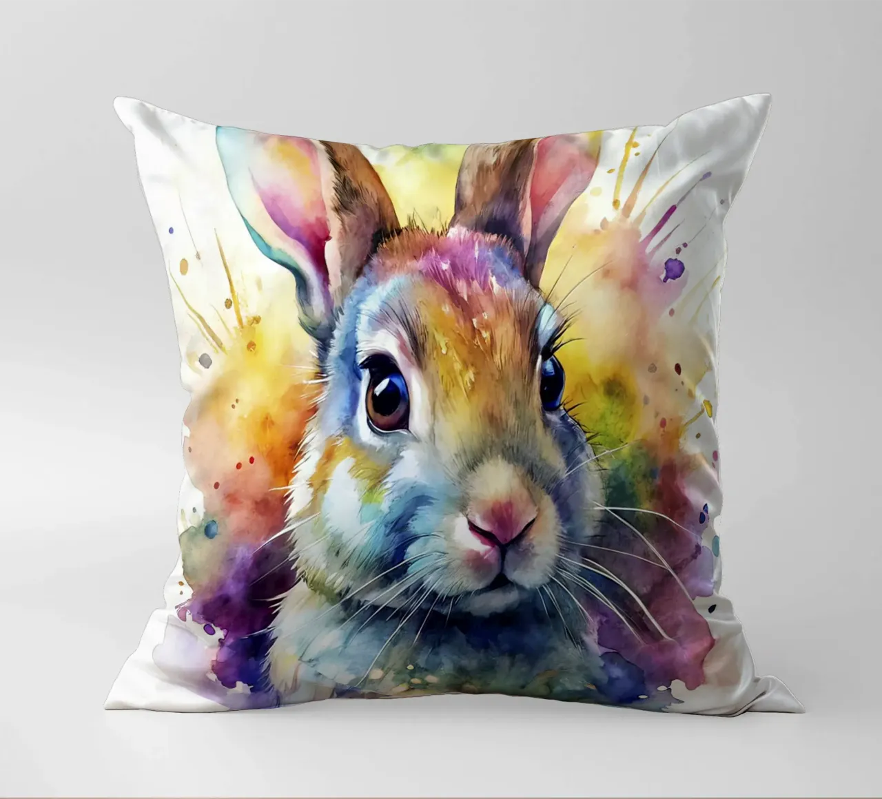Coniglio ad acquerello cuscino da 🎁 NOBELART