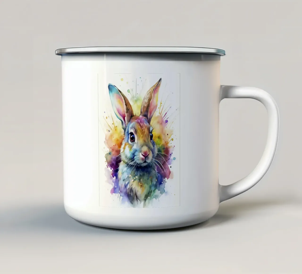 Coniglio ad acquerello tazza in smalto da 🎁 NOBELART