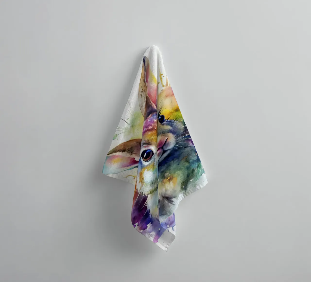 Coniglio ad acquerello asciugamano da bagno da 🎁 NOBELART