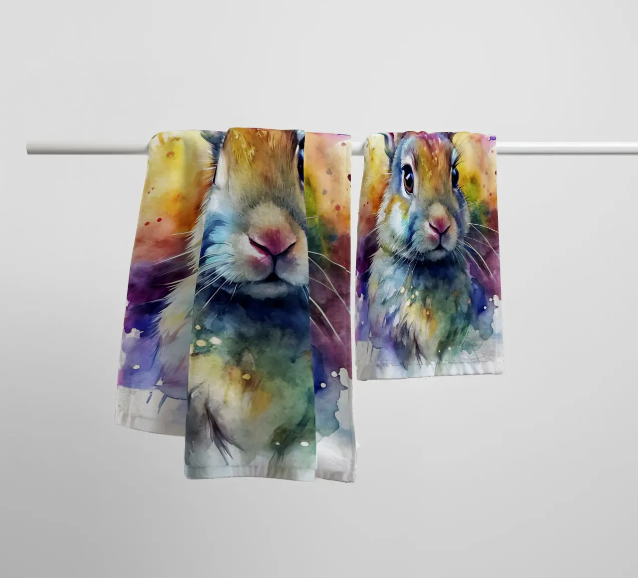 Coniglio ad acquerello asciugamano da bagno da 🎁 NOBELART