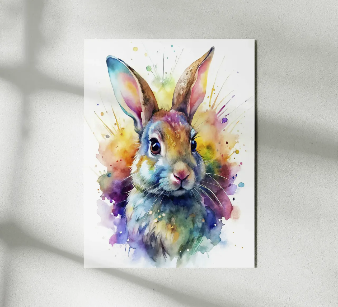 Coniglio ad acquerello alluminio dibond da 🎁 NOBELART