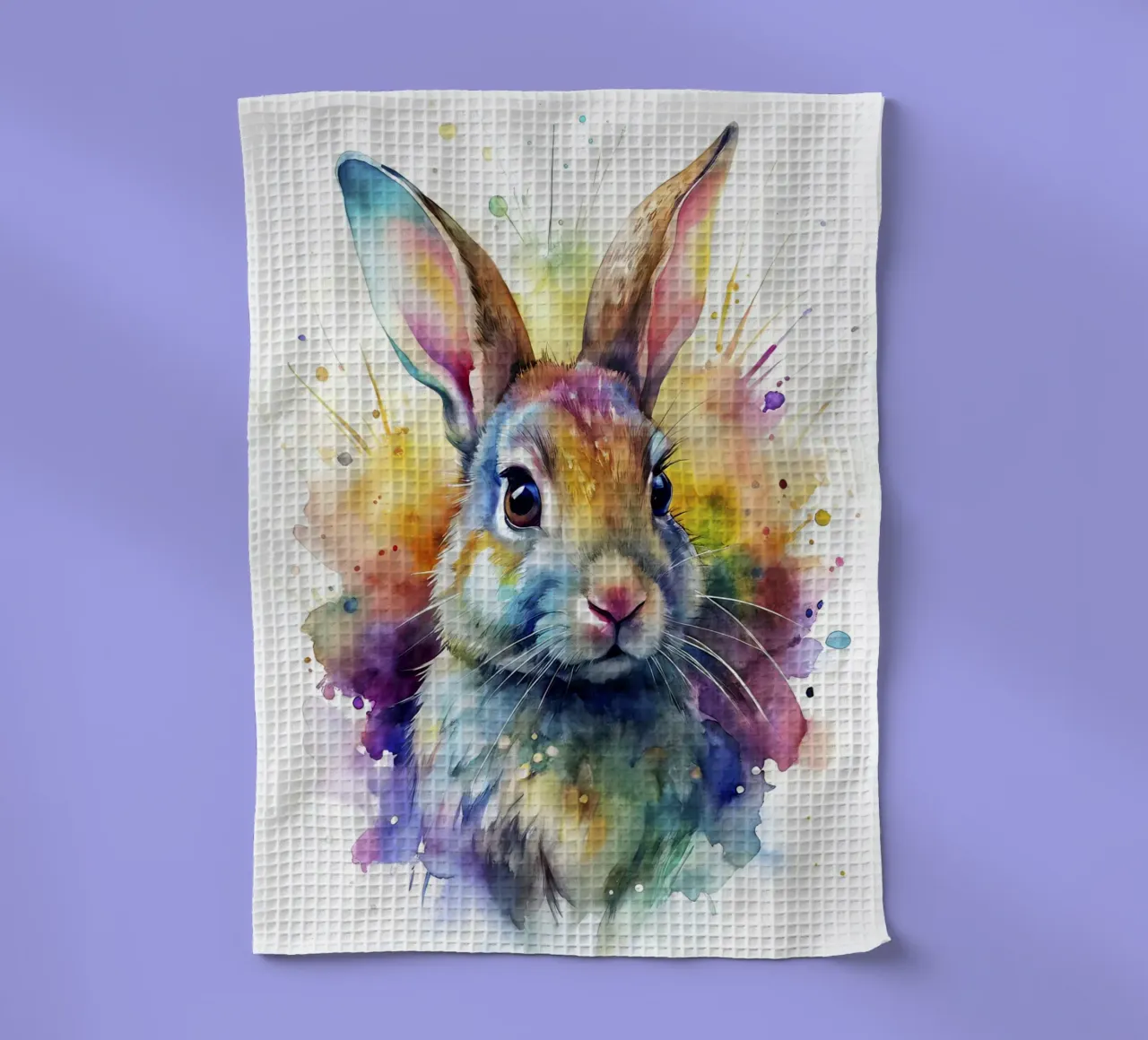 Coniglio ad acquerello canovaccio da cucina da 🎁 NOBELART