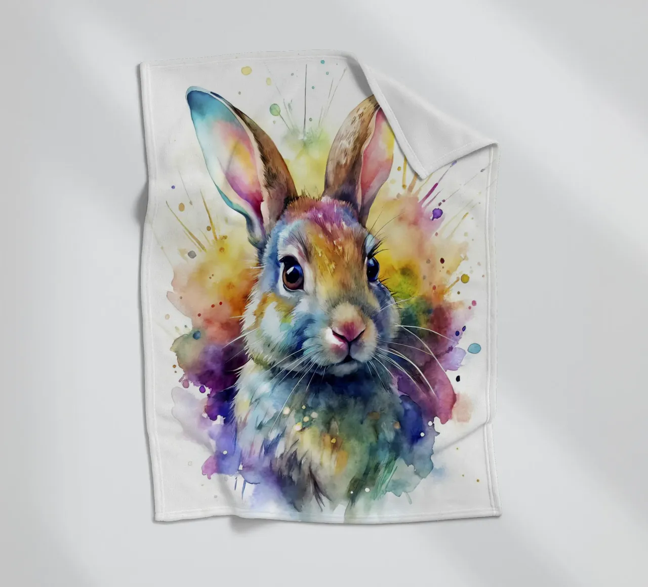 Coniglio ad acquerello coperta in pile da 🎁 NOBELART