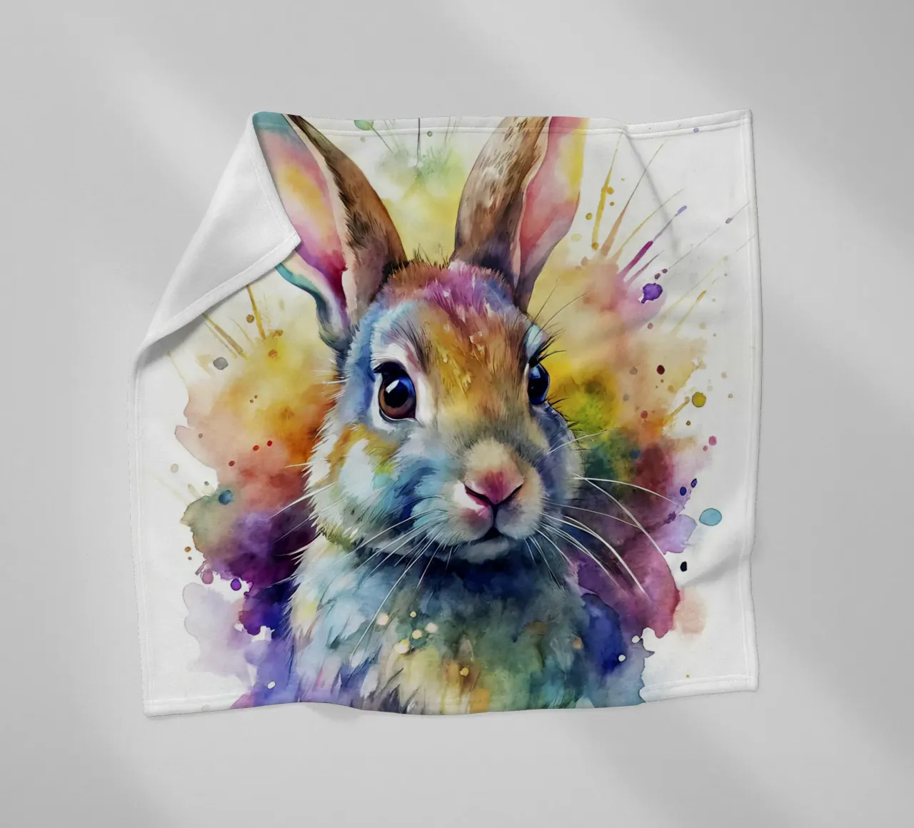 Coniglio ad acquerello coperta in pile da 🎁 NOBELART