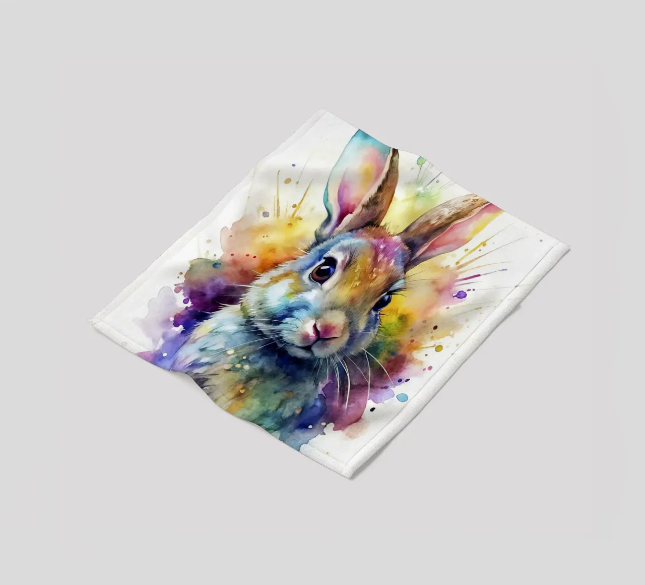 Coniglio ad acquerello coperta in pile da 🎁 NOBELART