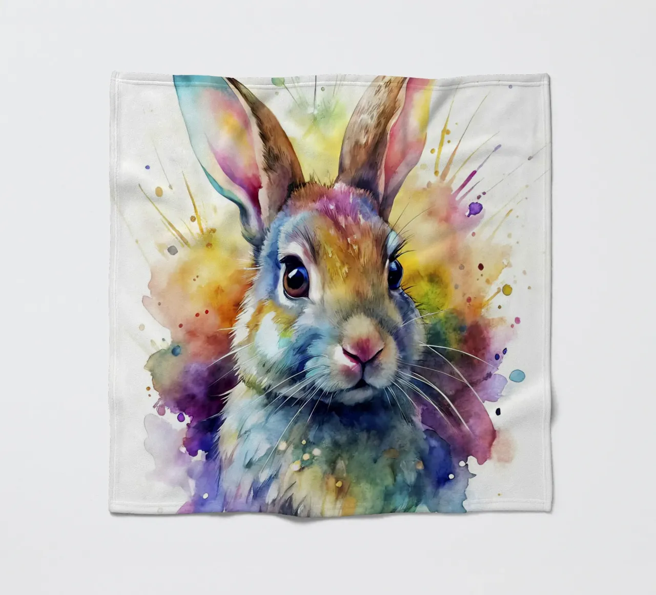 Coniglio ad acquerello coperta in pile da 🎁 NOBELART